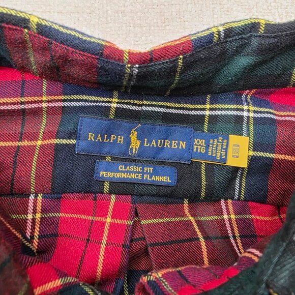 Ralph Lauren Classic Fit Performance Flannel Shirt XXL Red Plaid Button Down - Picture 2 of 7